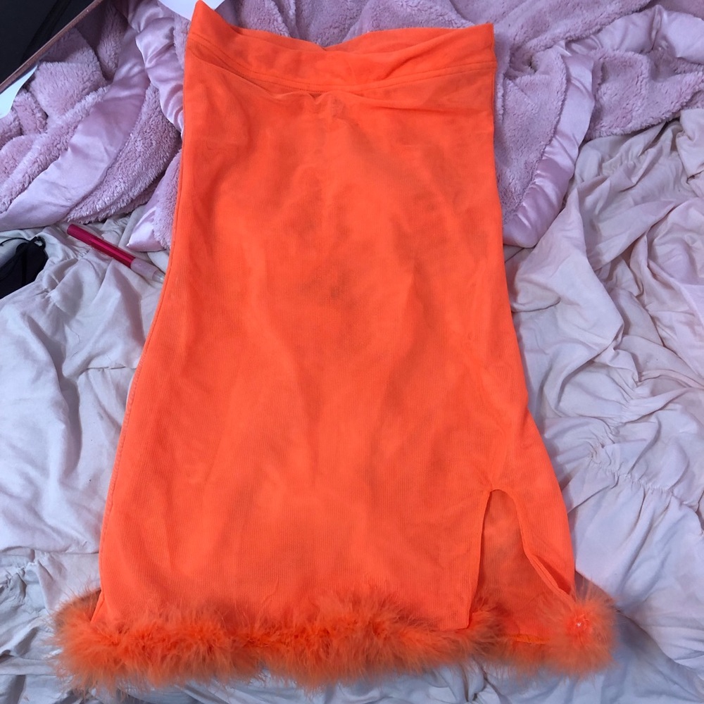 BADGAL BLVD ORANGE BOA DRESS